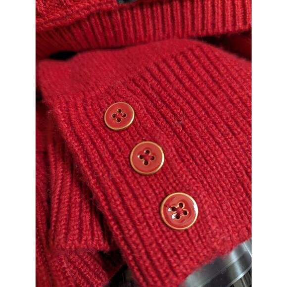 Talbots Wmns Red cable sweater XL petiteBust 40"Len 25" Button Sleeve 25.5"GUC - Picture 7 of 7